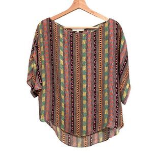 Milly Multi-Colored 100% Silk Blouse in Size Small